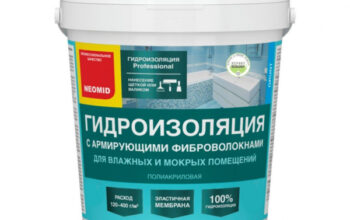 Гидроизоляция Neomid, полиакриловая, с армирующими фиброволокнами, 1.3 кг, для влажных и мокрых помещеняя, Н-Гидроиз-1,3
