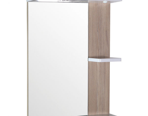 Зеркало АСБ-Мебель Магнолия 600 мм с подсветкой дуб янтарный/ белый